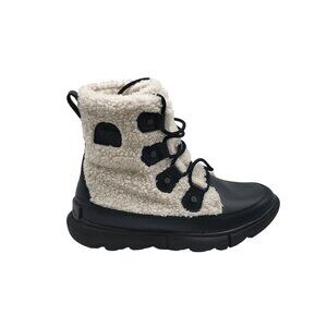 Sorel Boots Explorer II Womens Joan Cozy Waterproof  Black White Size 6.5‎